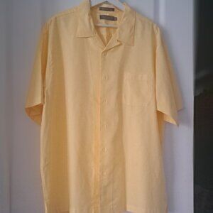 DANIEL CREMIEUX Shirt Short-Sleeve Button Front Collared Casual Yellow Mens XL